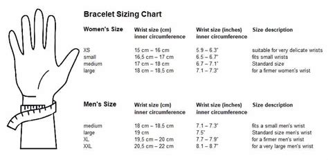 bracelet size chart mm